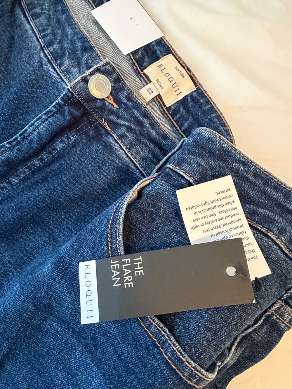 Eloquii Dark Blue Wide-Leg Flare Jeans